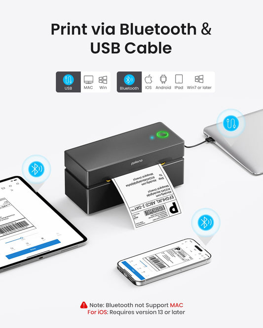 POLONO Bluetooth Label Printer, Labeling Machine 4x6 DHL label printer, Label Printer for iOS, Android, Windows and Mac, Compatible with Amazon, Ebay, Shopify, Etsy, USPS (black)