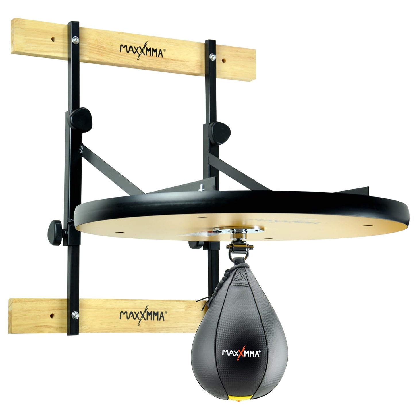 MaxxMMA Speed Bag Platform Kit for intense boxing training, wall mountable, adjustable height, sturdy 24" wooden platform, perfect for home gym, includes speedball.