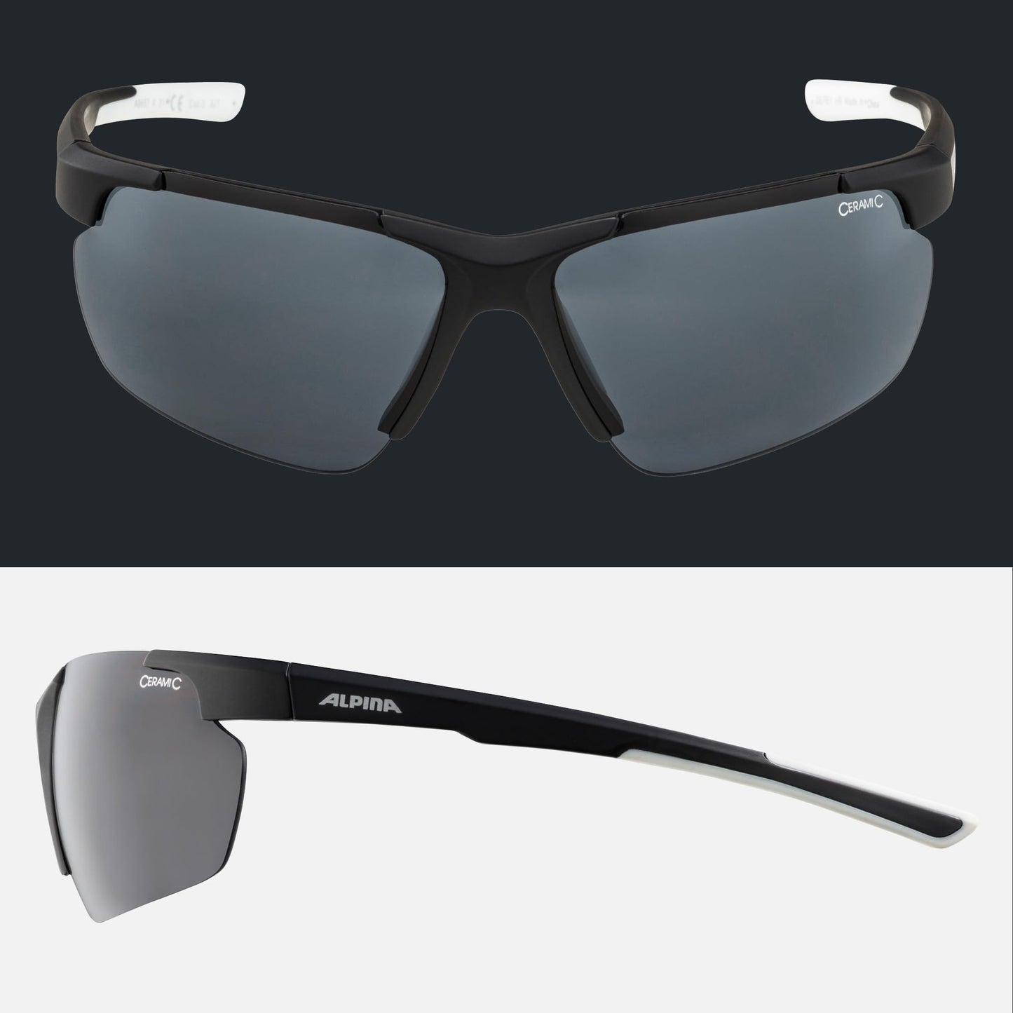 ALPINA DEFEY HR - Distortion-free and shatterproof sports and cycling glasses with 100% UV protection for adults, black-white matte, One Size