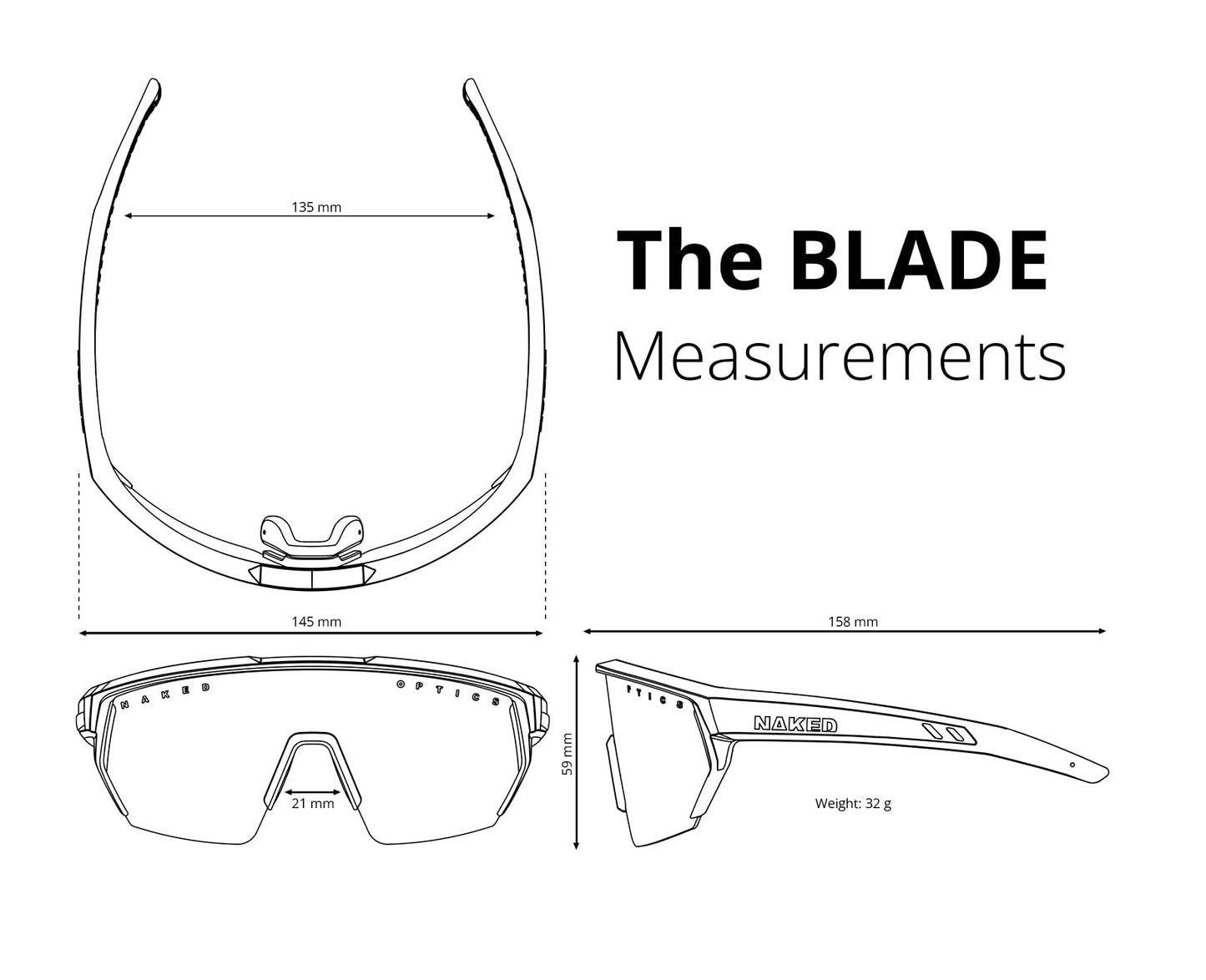 NAKED Optics BLADE Sports Glasses for Men, Women's Cycling Glasses, Sport Sunglasses with UV400 Protection, Quick Glasses, Road Cycling Glasses, Running Glasses, TR90 Frame (White (Red Lens))