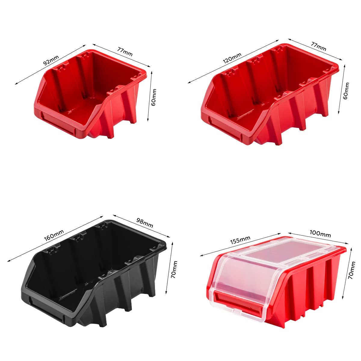 Storage system workshop shelf | 172 x 78 cm | 70 pcs. Box | Wall shelf with tool holders and stackable boxes - Wall panels Extra strong bins rack Tool hole wall storage shelf Garage shelf