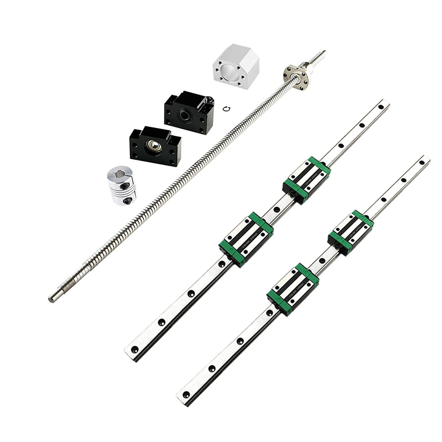 GooEquip linear guide HGR20 300mm rail with 4PCS slider block + 1PCS SFU1605 350mm ball screw with ball nut, BF12/BK12 support, DSG16H, coupling for 3D printer CNC machine.