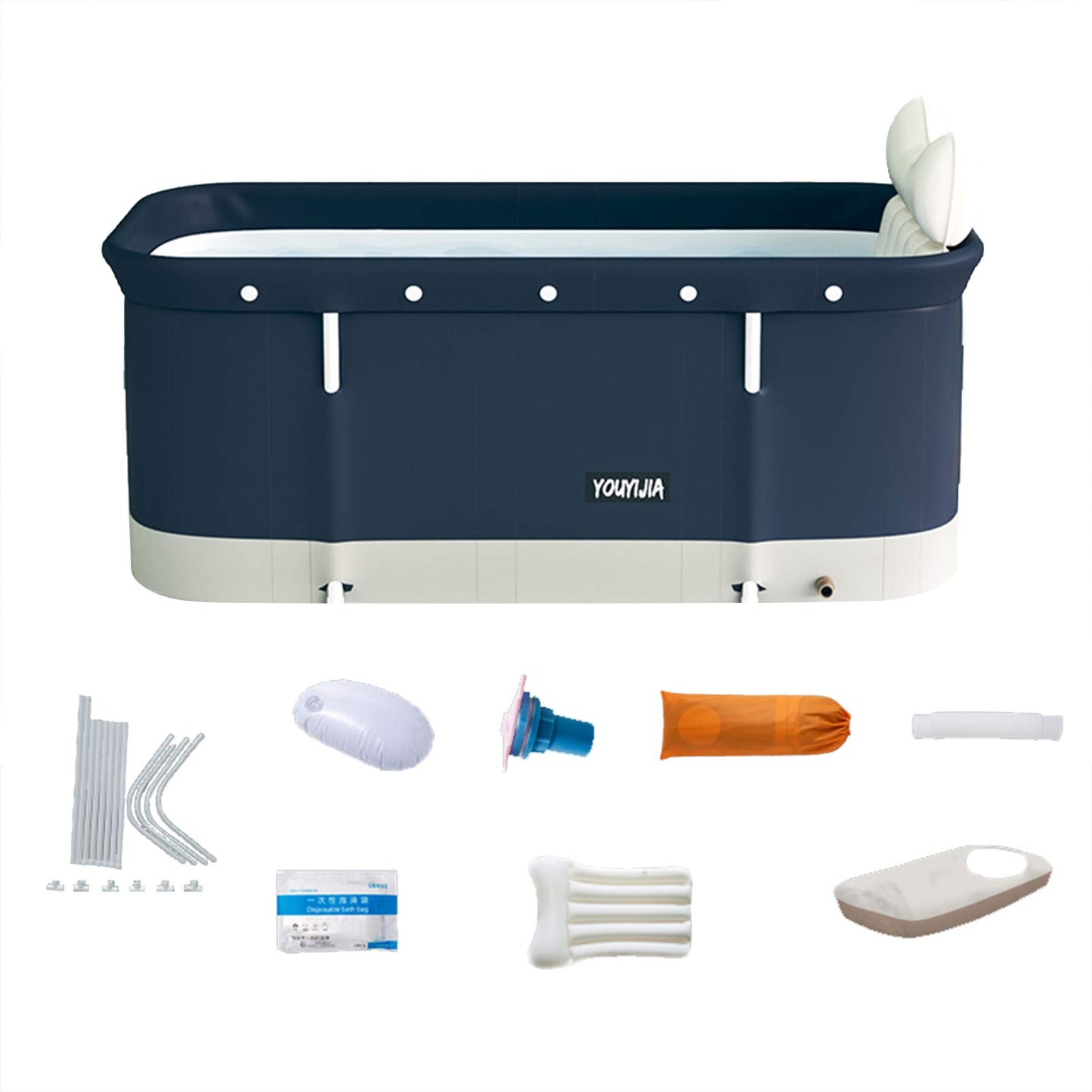 OUCRIY 120x55x50cm Portable Adult Foldable Bathtubs, Portable Student Bathtub Family Bathtubs Kids, Temperature Retention Bathtub, Ideal for Hot Baths and Ice Baths.