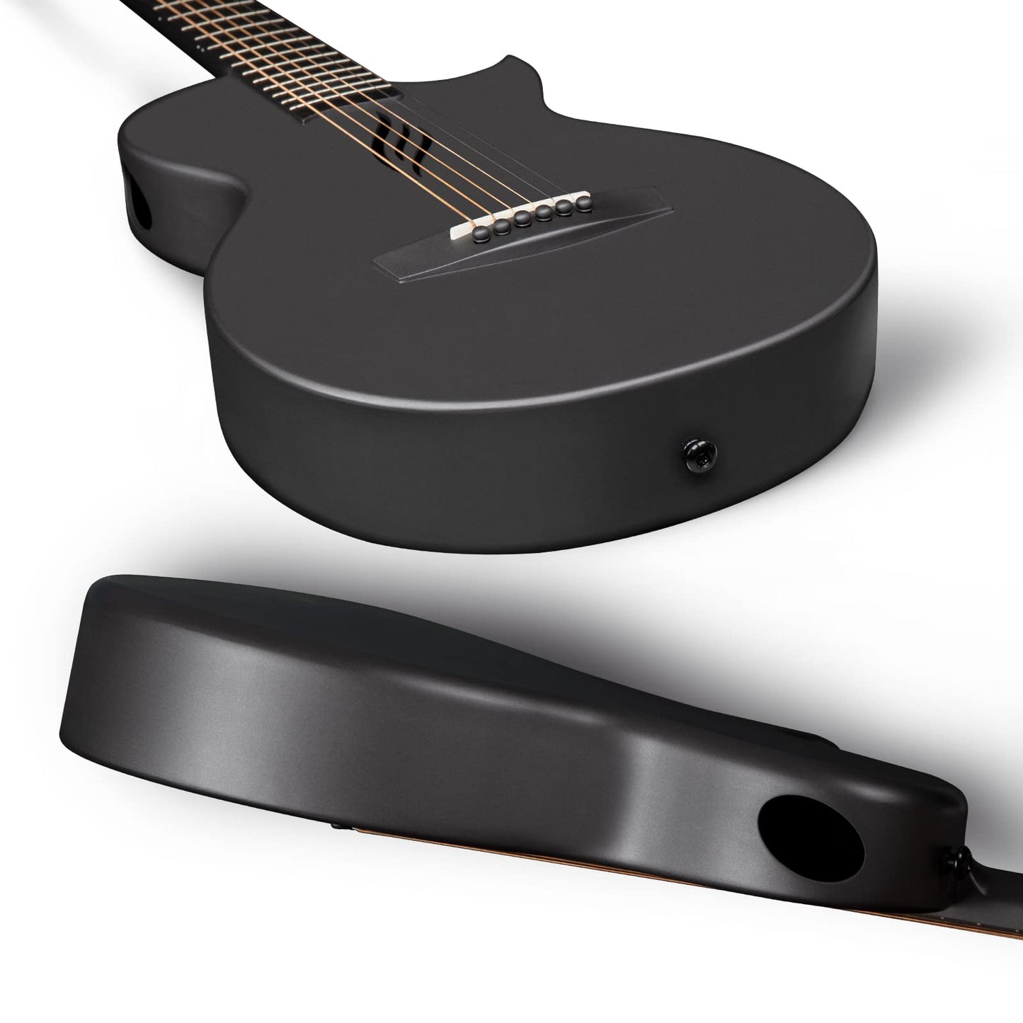 Enya Nova Go carbon fiber acoustic guitar, 1/2 size, beginner guitar for adults, travel, acoustic, with gift box, EVA gig bag, guitar strap, cleaning cloth (Black)