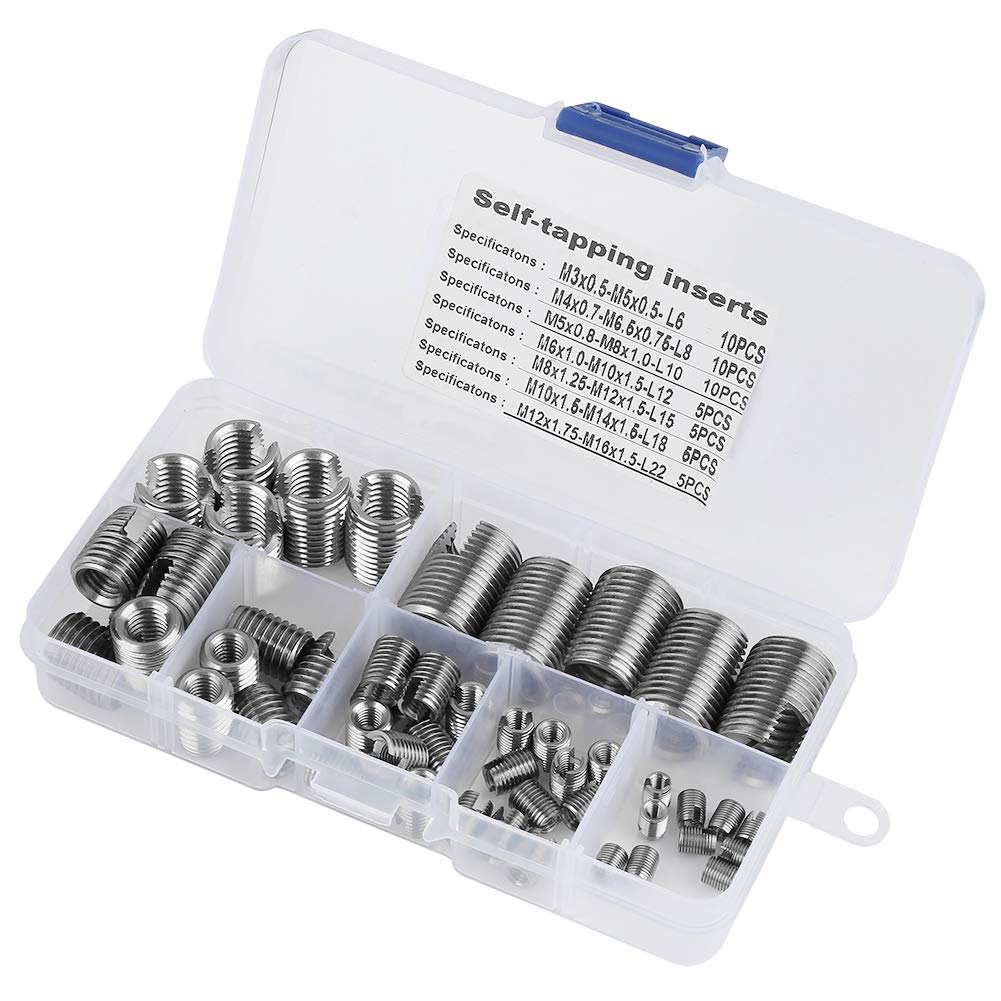 50pcs Threaded Inserts 302 Stainless Steel Internal Thread Self-Tapping Thread Insert Set Thread Strengthening Repair Tool