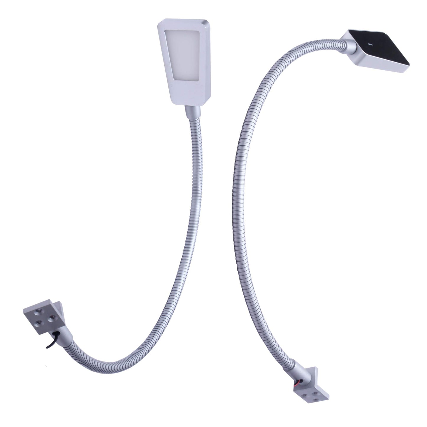 Calf | Dimmable LED bed light in silver gray high gloss black - reading light surface-mounted luminaire bedside lamp reading lamp, size: 1 set