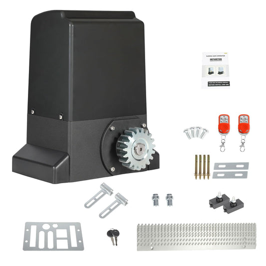 Ansobea Sliding Gate Opener 370W gate opener Garage door opener with 2 remotes up to 800kg electric sliding door opener with Automatic Closing function for hotel, factory