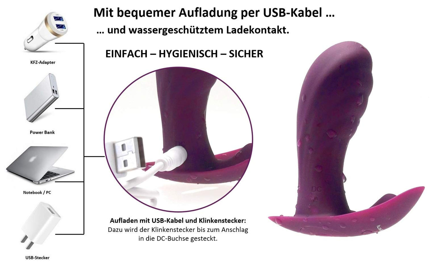 DESIRE TO GO 2 | The great bag with 2 stylish silicone Lovetoys for on the go | Butterfly vibrator with remote control + anal plug | Erotic gift box for her + him | Sex toy set for women.