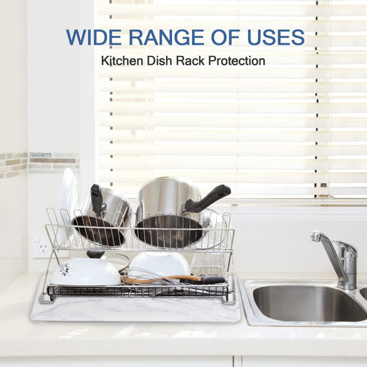 YUXSM Dish Drying Mats for Kitchen Counter, ultra-absorbent, non-slip, heat-resistant mat, kitchen supplies, stone drying mats, dish mat. (30.5 x 40.6 cm, White Marble)