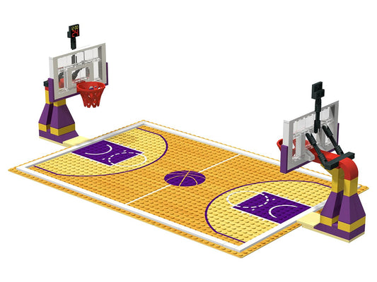 Building Block Educational Toys for Basketball Court Baseplates 5" X 10" (3-Pack) and sets of 2 Basketball Stand Building Blocks for Basketball Game compatible with major brands (Basketball Playset)