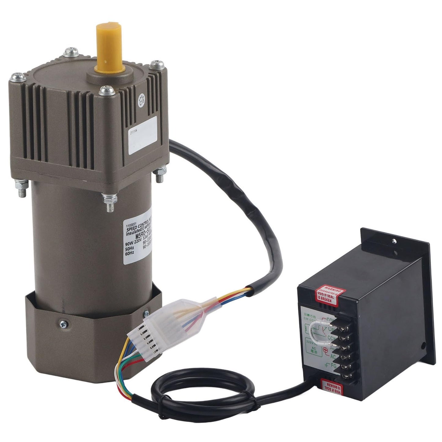 AC 220V 90W motor with adjustable speed. Continuously variable frequency converter motor with gear controller and bracket (10K).