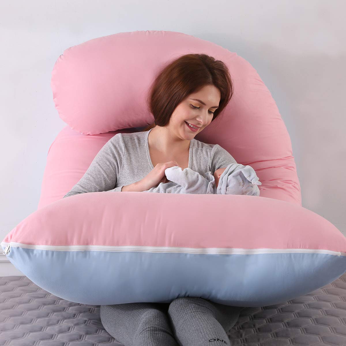 SHANNA Pregnancy Pillow Side Sleeper Pillow Nursing Pillow U Shaped XXL Support Pillow 70*145CM Large Body Pillow with Removable and Washable Cover, U-Shape Pregnancy Body Pillow