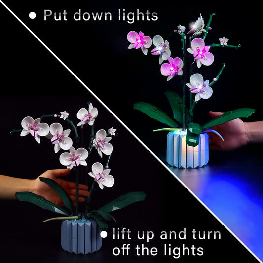 BrickBling light set compatible with Lego Orchid decoration LED light set, compatible with Lego 10311 Orchid Botanical Collection set (lights only, bricks not included) - light control version.
