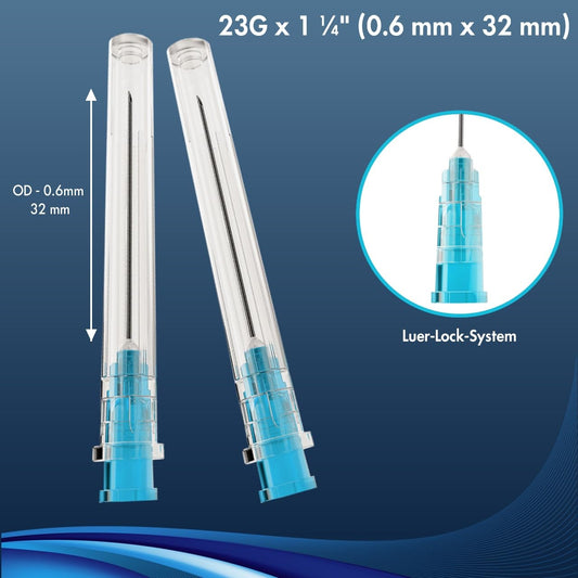 100 pieces of individually packed 23G x 1 ¼" (0.6mm x 32mm) stainless steel tubes for refill liquids. Ideal for household, science lab, and industry use.