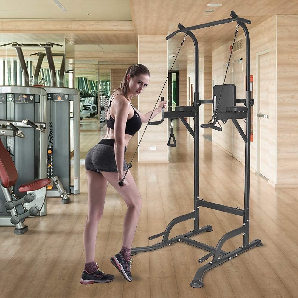 Dskeuzeew Power Tower Dip-Station Pull-Up Bar Freestanding Multifunctional for power station Strength Training in Home Gym, holds up to 205 kg.