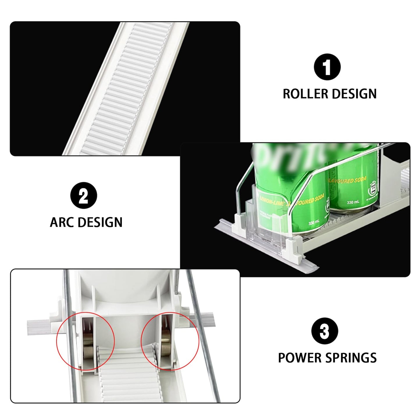 ZIOYA Refrigerator Can Organizer White AVCE Sticker Refrigerator Organizer Drink Can Dispenser Can Holder for 25 Beverage Cans Drinks Beer Soda Storage