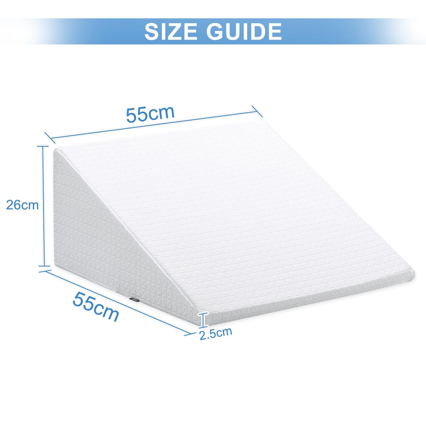 TANYOO Wedge Pillow Memory Foam and High-density Foam in double-layer structure Suitable for bed and sofa as leg pillow or backrest pillow ONE wedge pillow as reflux pillow