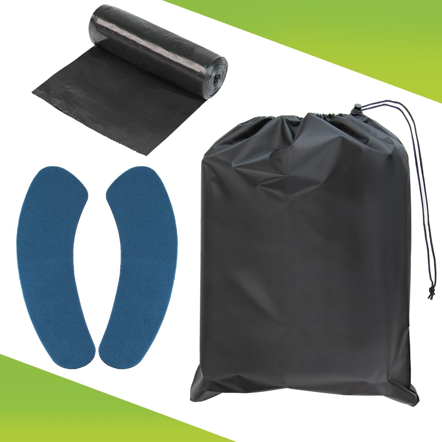 Montafox Foldable Camping Toilet up to 150kg Mobile WC Portable Compost Toilet with 12 Toilet Bags, Color: green/black