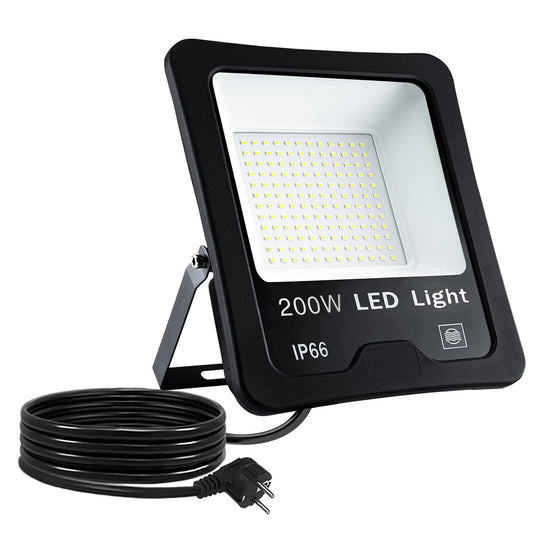 2x 200W LED floodlights super bright IP66 waterproof LED floodlight 6000 Kelvin cool white outdoor spotlight floodlights spotlight light with 150cm yellow telescopic tripod for LED floodlights