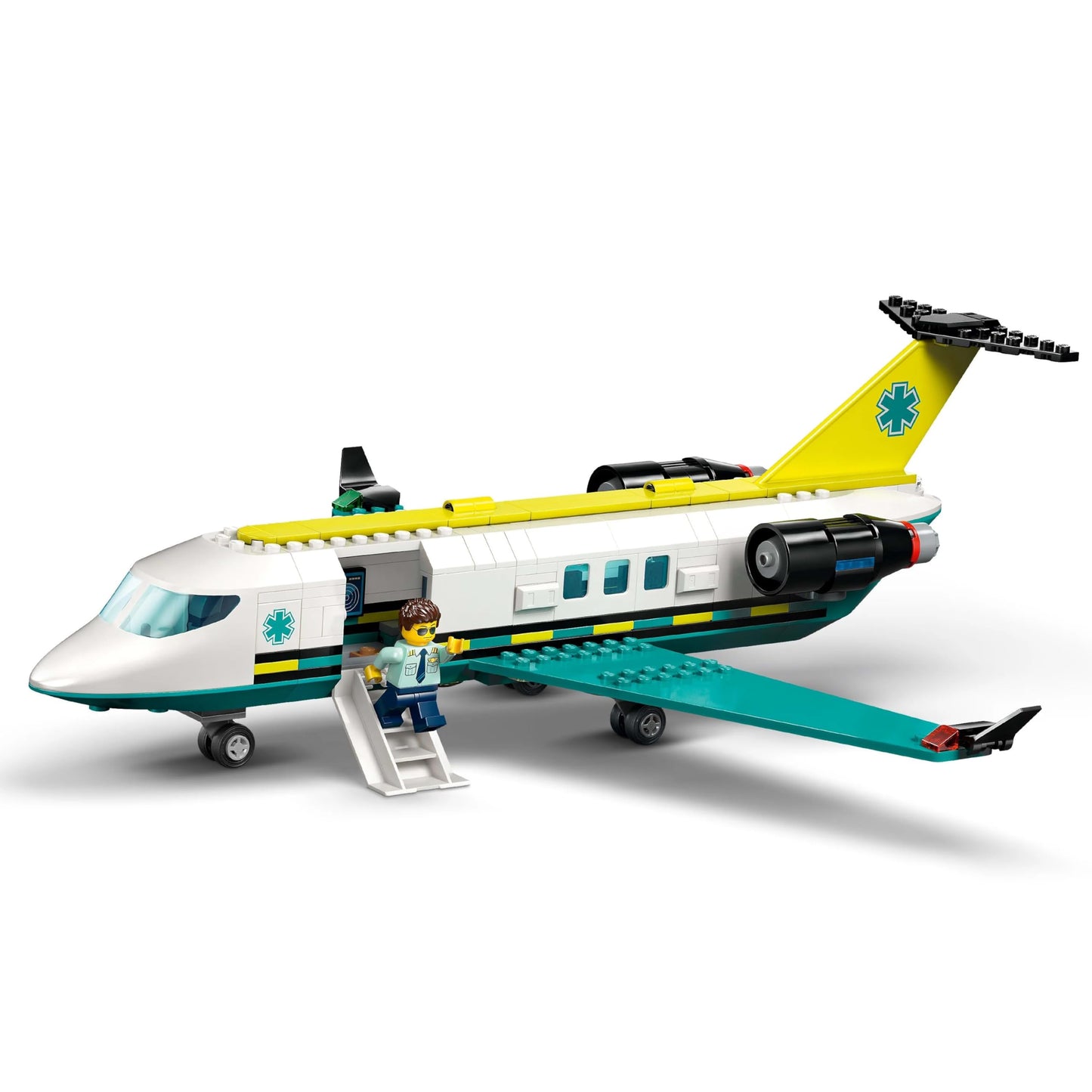LEGO City Emergency Rescue Plane – set with airplane, snowmobile, and 4 minifigures: paramedic, pilot, doctor, and skier – great gift for kids aged 6 and up – 60465