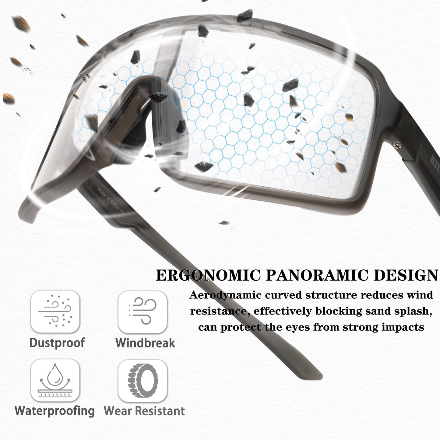 RTUOHUIN Self-Tinting Cycling Glasses for Men Women Photochromic Sports Sunglasses UV400 Protection Clear Road Cycling Glasses TR90 Frame Fast Cycling for Cycling, Running, Outdoor Sports - Sand-White