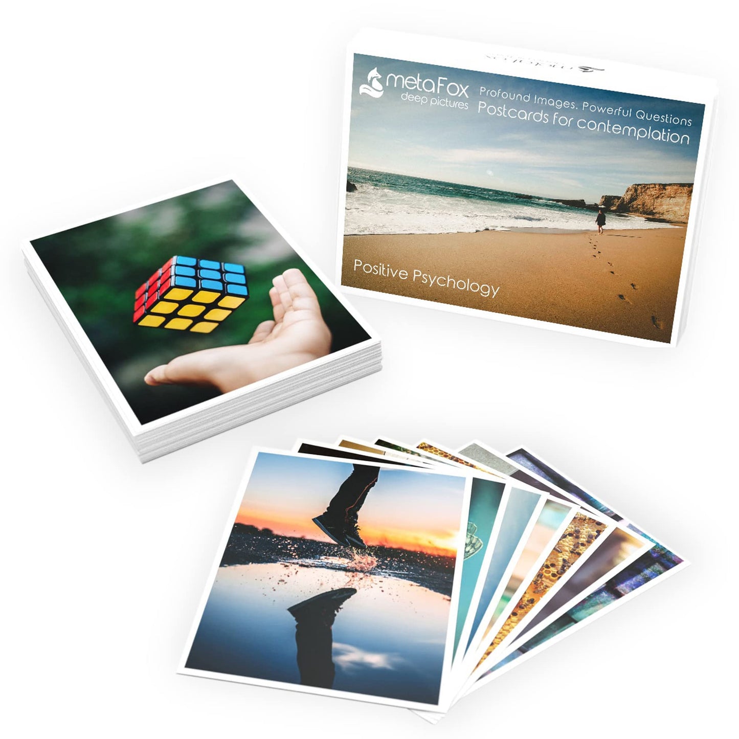 metaFox 'Positive Psychology' - For Coaching and Therapy - Inspirational and Mindfulness Cards, Positive Affirmations for Coaching, Motivational Postcards