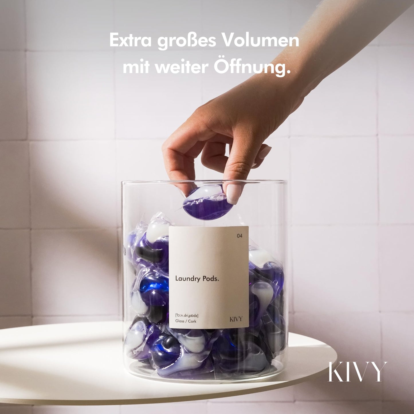KIVY glass detergent dispenser 4-pack with labels - fabric softener storage laundry detergent storage liquid - liquid detergent dispenser - container for powdered detergent storage box organizer
