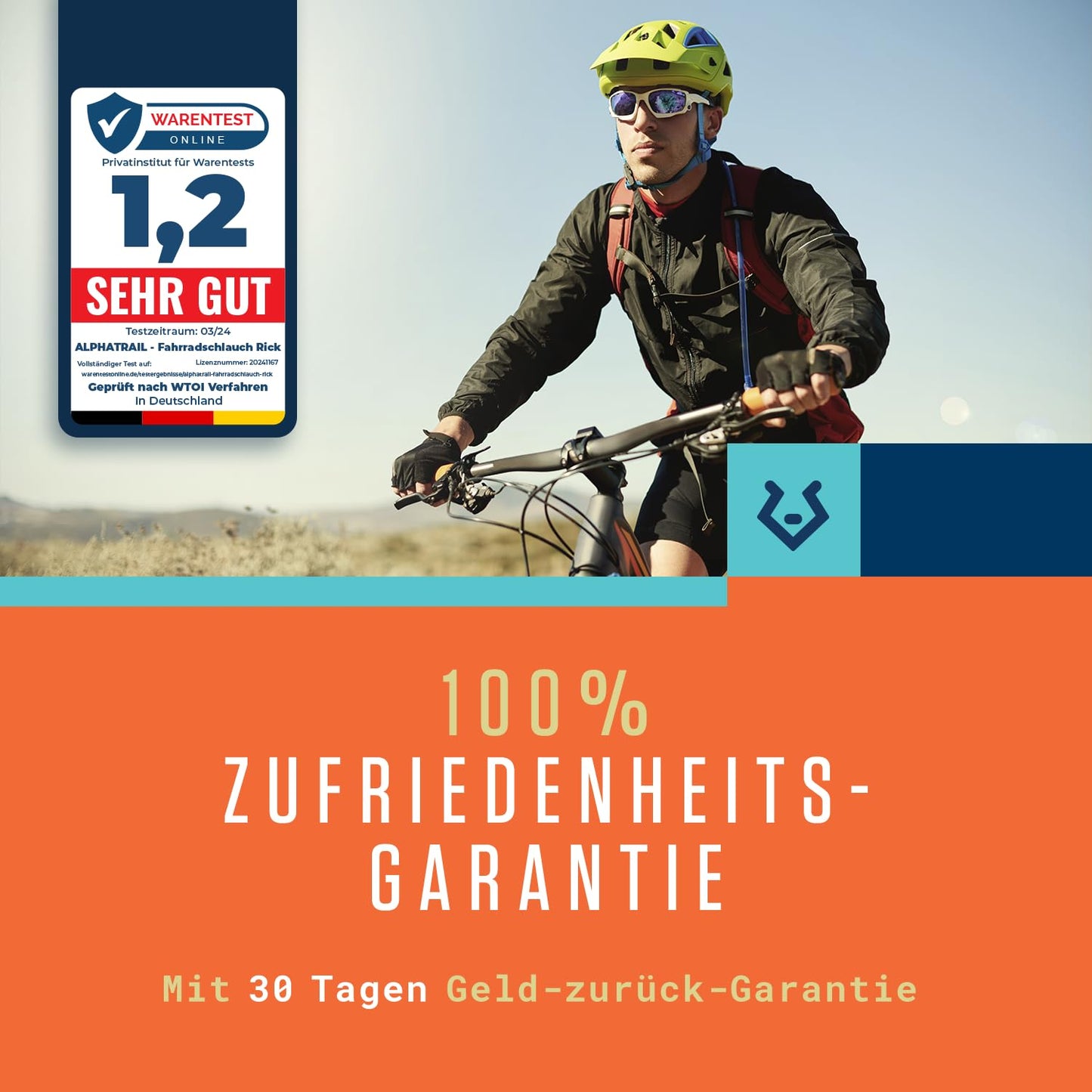 Alphatrail MTB bike tube Rick 27.5 inch SV French Valve 2X Set with mobility guarantee I Compatible with bike tires Schwalbe, Continental, Conti, Maxxis, Onza & Michelin bike tube.