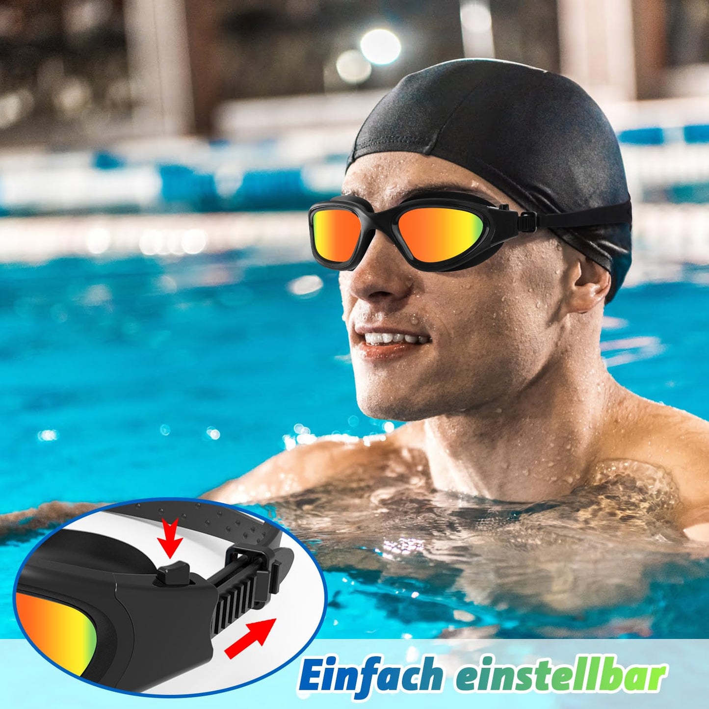 HotSrace Polarized Swimming Goggles Anti-Fog UV Protection Adjustable, Comfort Professional Swim Goggles Non-Polarized for Men Women Adults Teens