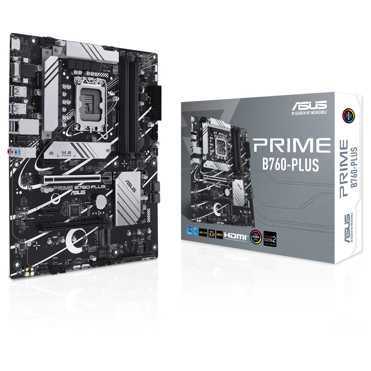 ASUS PRIME B760-PLUS Gaming Motherboard Socket Intel LGA 1700 (Intel B760, ATX, DDR5 memory, PCIe 5.0, 3x PCIe 4.0 M.2, Thunderbolt 4, Aura Sync)