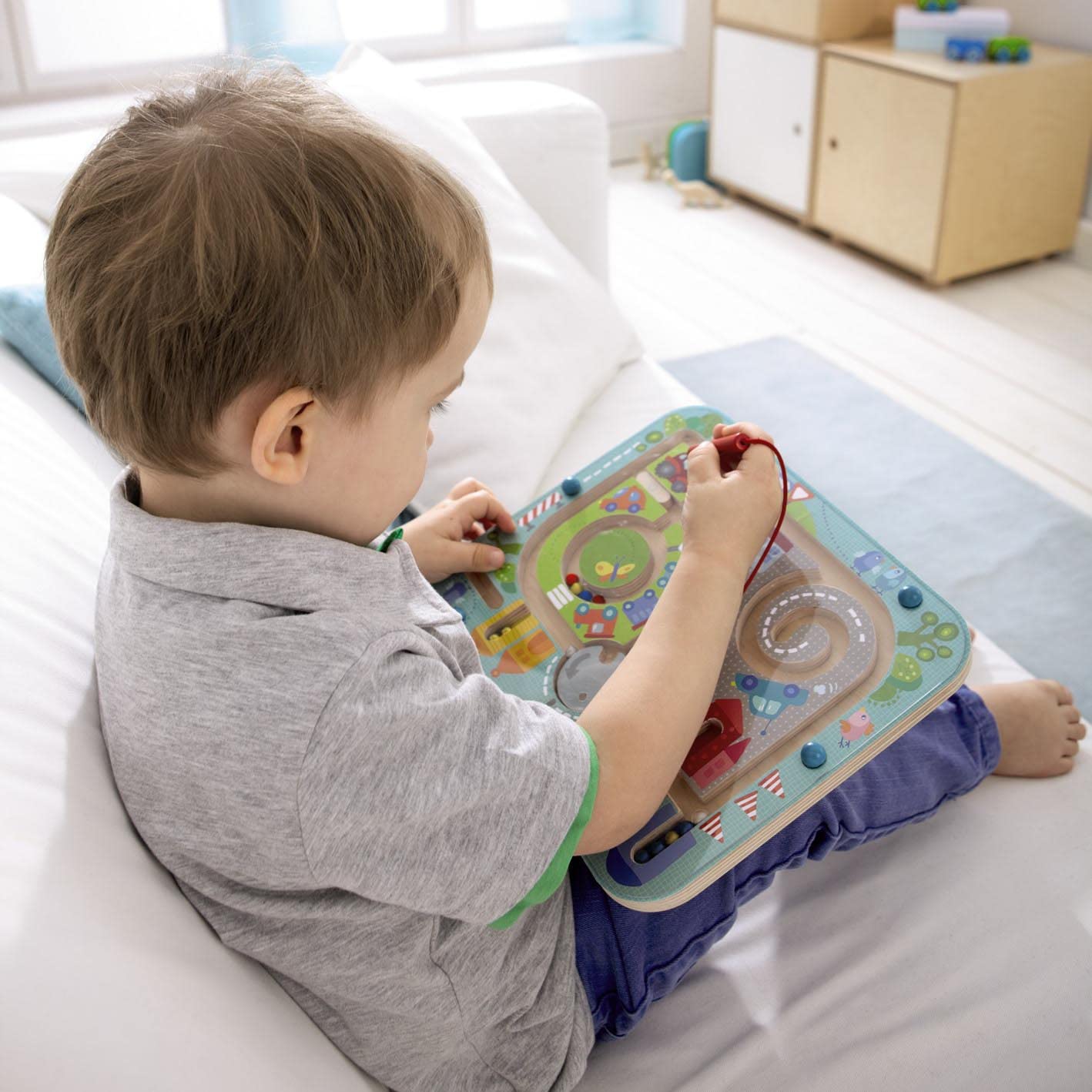 HABA 301056 - Magnetic Game City Labyrinth, educational wooden toy for children from 2 years, trains logic and fine motor skills & 306083 - Magnetic Game Orchard, motor skills game