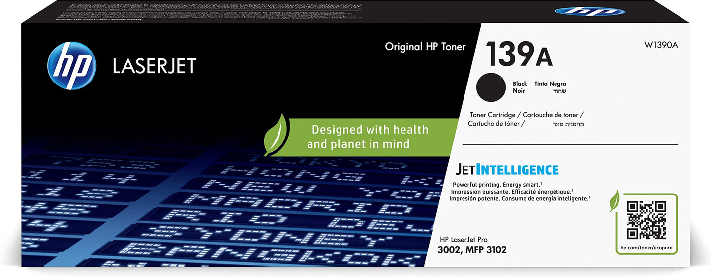 HP 139A (W1390A) Original LaserJet Toner Black (For LaserJet Pro 3001-3008dn/dw, LaserJet Pro 3001-3008dne/dwe, LaserJet Pro MFP 3101-3108fdn/fdw, LaserJet Pro MFP 3101-3108fdne/fdwe Series)