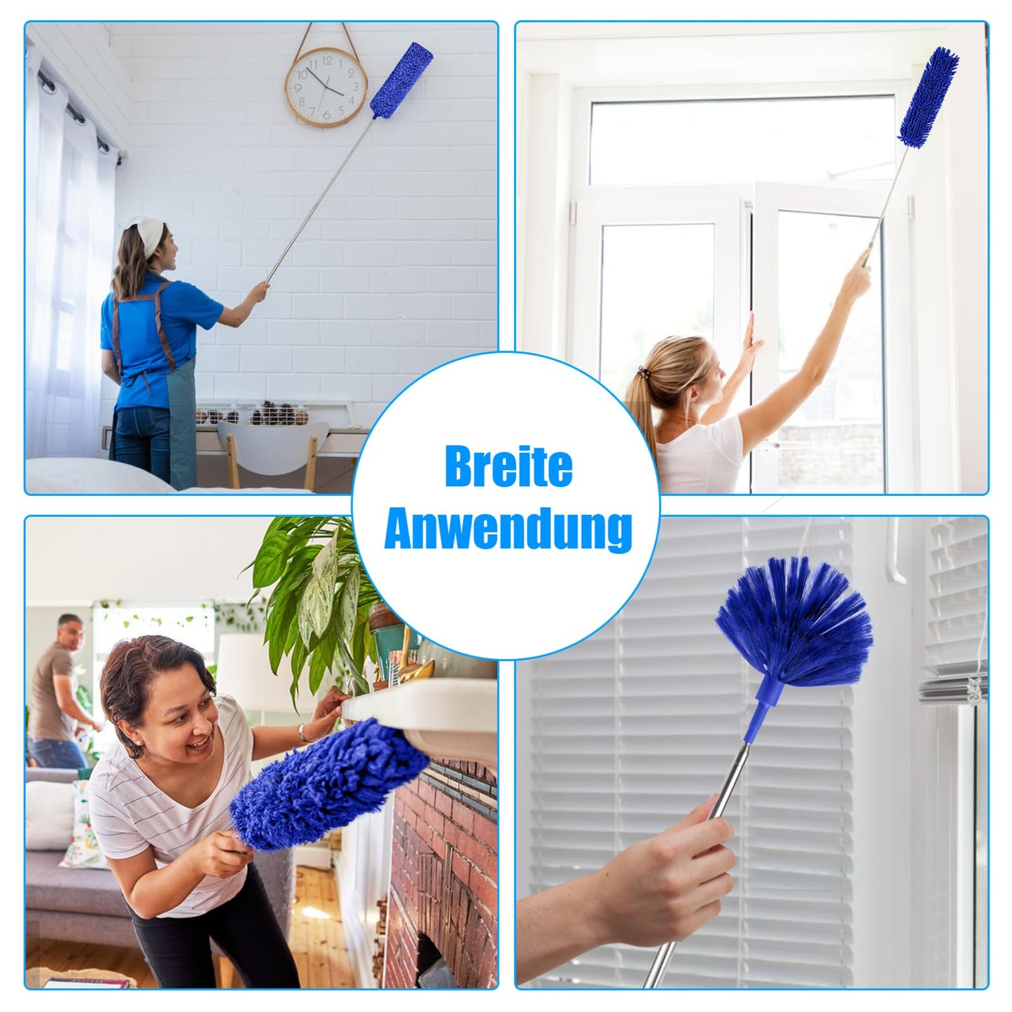 7-piece duster telescopic washable, duster long extendable up to 213cm, cobweb remover with hook microfiber dust mop for high ceilings cobwebs