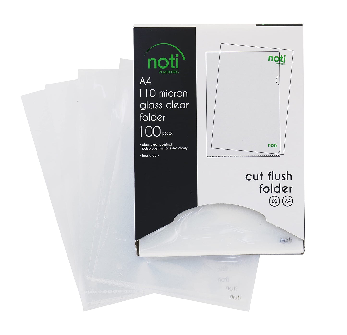 100 pack Premium PP plastic document sleeves. For DIN A4, transparent clear, open at the top and on the side. Clear sleeve in extra sturdy 0.11mm quality.