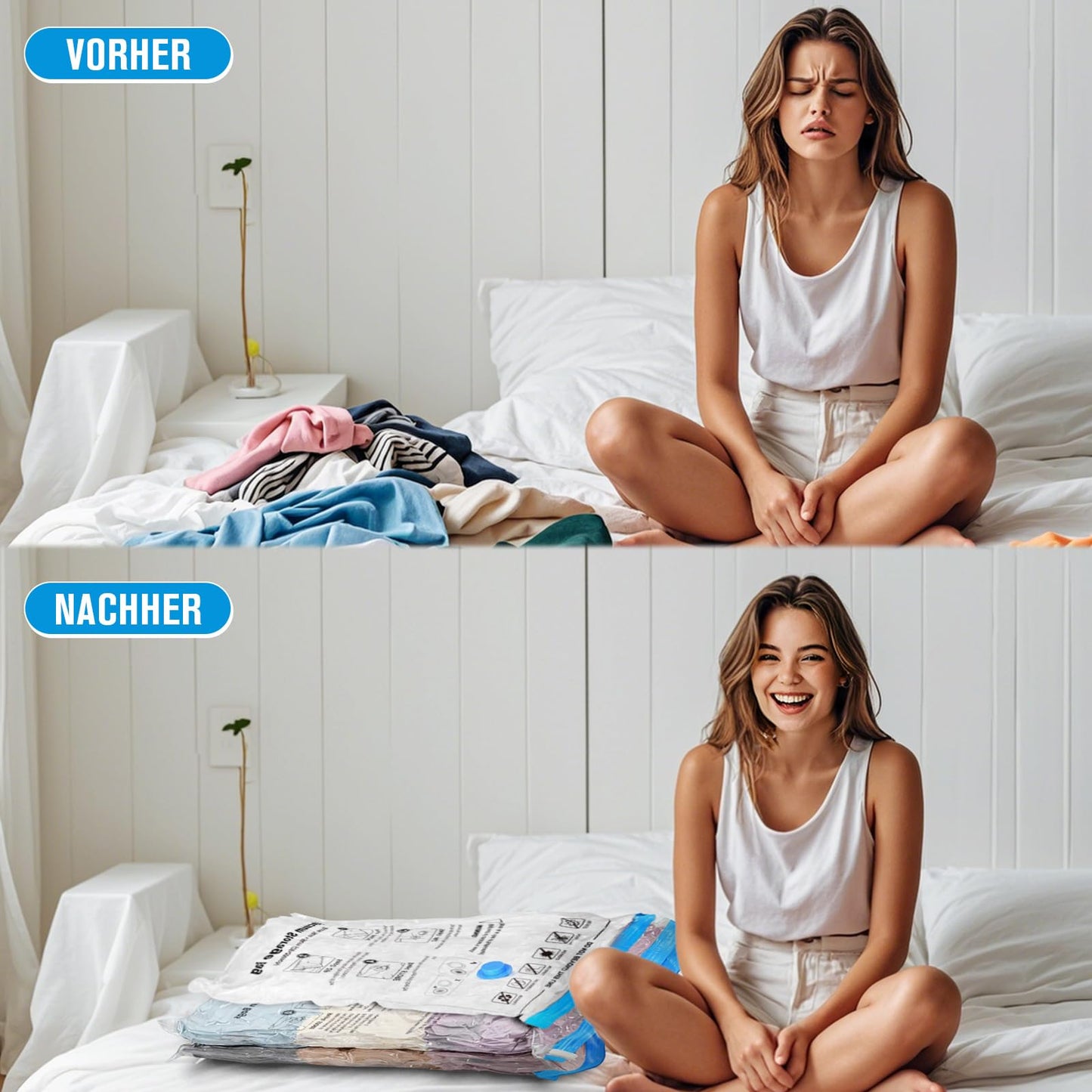 BoxLegend Vacuum Storage Bags for Clothes 21 Pack, Vacuum Sealer Bags 4 Extra Large + 4 Large + 4 Medium + 4 Small + 5 Rolls Vacuum Clothes Bags Storage Bags for Comforters, with Hand Pump.