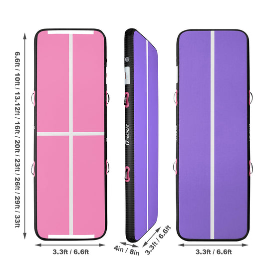 FBSPORT Airtrack mat, 10cm thick 4m tumbling mat, gymnastics mat with air pump, training mat with carrying bag, jogging mat for home, outdoor, yoga