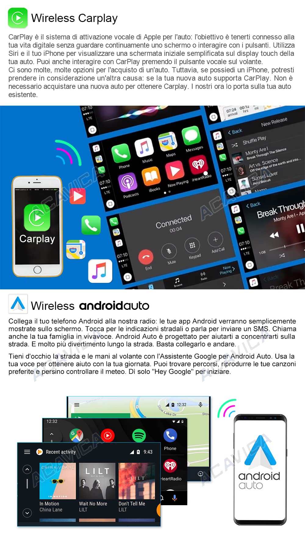 ACAVICA 9-inch Android car radio for Mercedes-Benz C-Class W203 2000–2004. Bluetooth car radio GPS navigation with touchscreen, supports wireless Carplay, WiFi. 2+32GB.