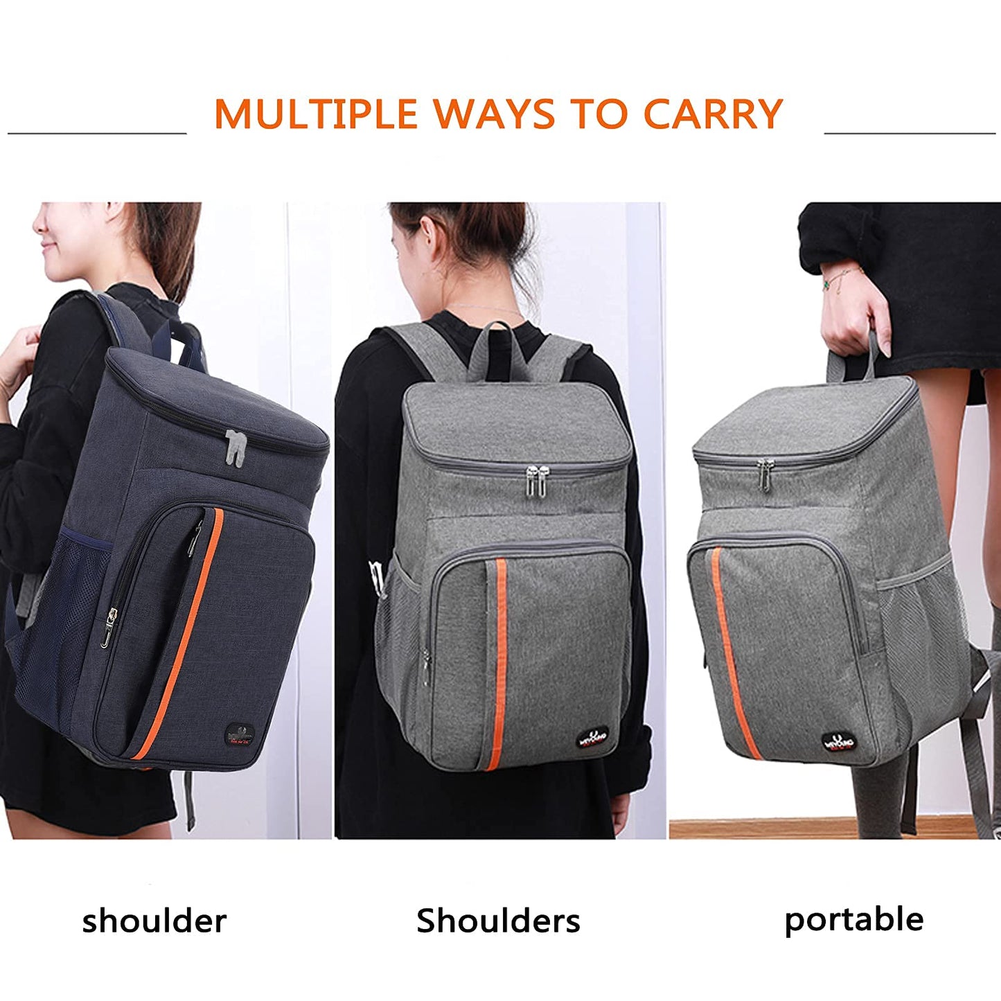 MCXKJ 22L Cooler Backpack Picnic Bag Large Insulated Cooler Bag, Men Women for Beach, Picnic, Camping, BBQ, Hiking Meals and Drinks (Gray)