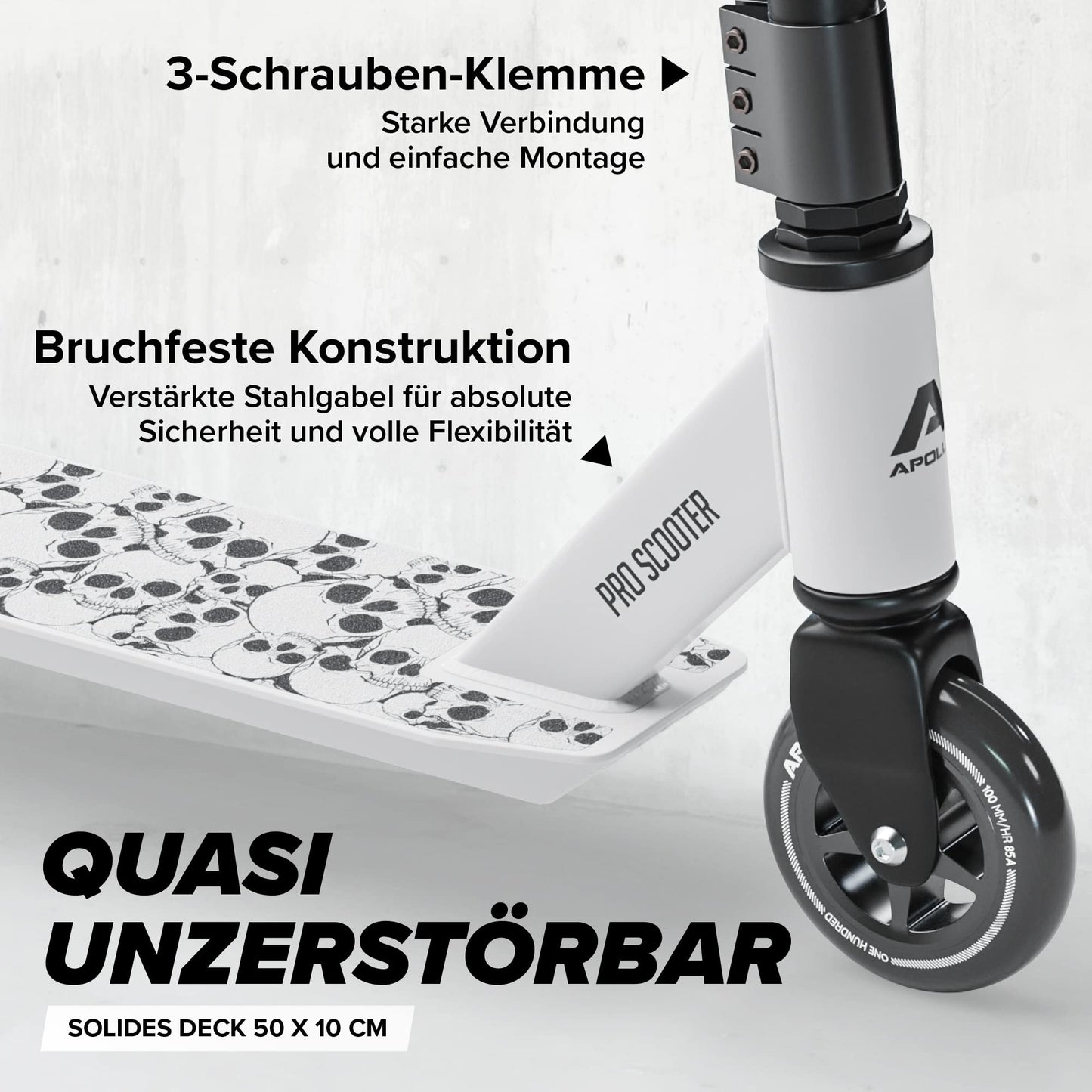 Apollo Stunt Scooter Genius Pro 4.0 - White Skull