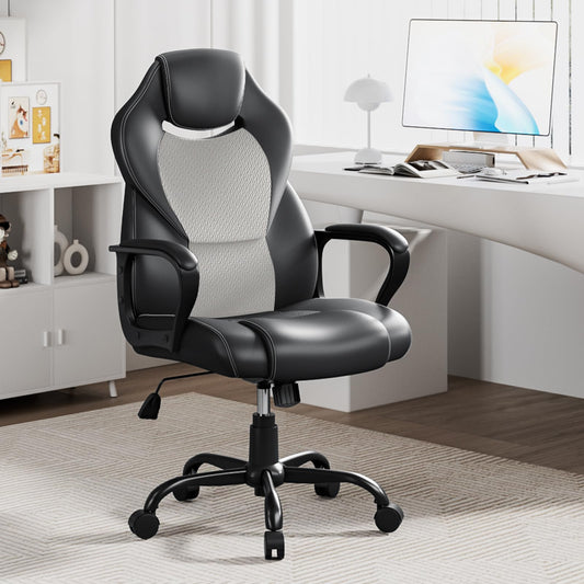 BASETBL Office Chair Ergonomic, Desk Chair, Gaming Chair, Executive Chair, Computer Chair, PC Chair, Swivel Chair, has height adjustment and rocking function, fixed armrest, back-friendly, up to 150kg.