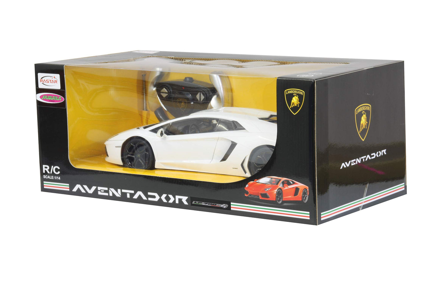JAMARA Lamborghini Aventador 1:14 2.4GHz - officially licensed, up to 1 hour drive time at 11 km/h, LED lights, perfect replica details, detailed interior, high-quality manufacturing.