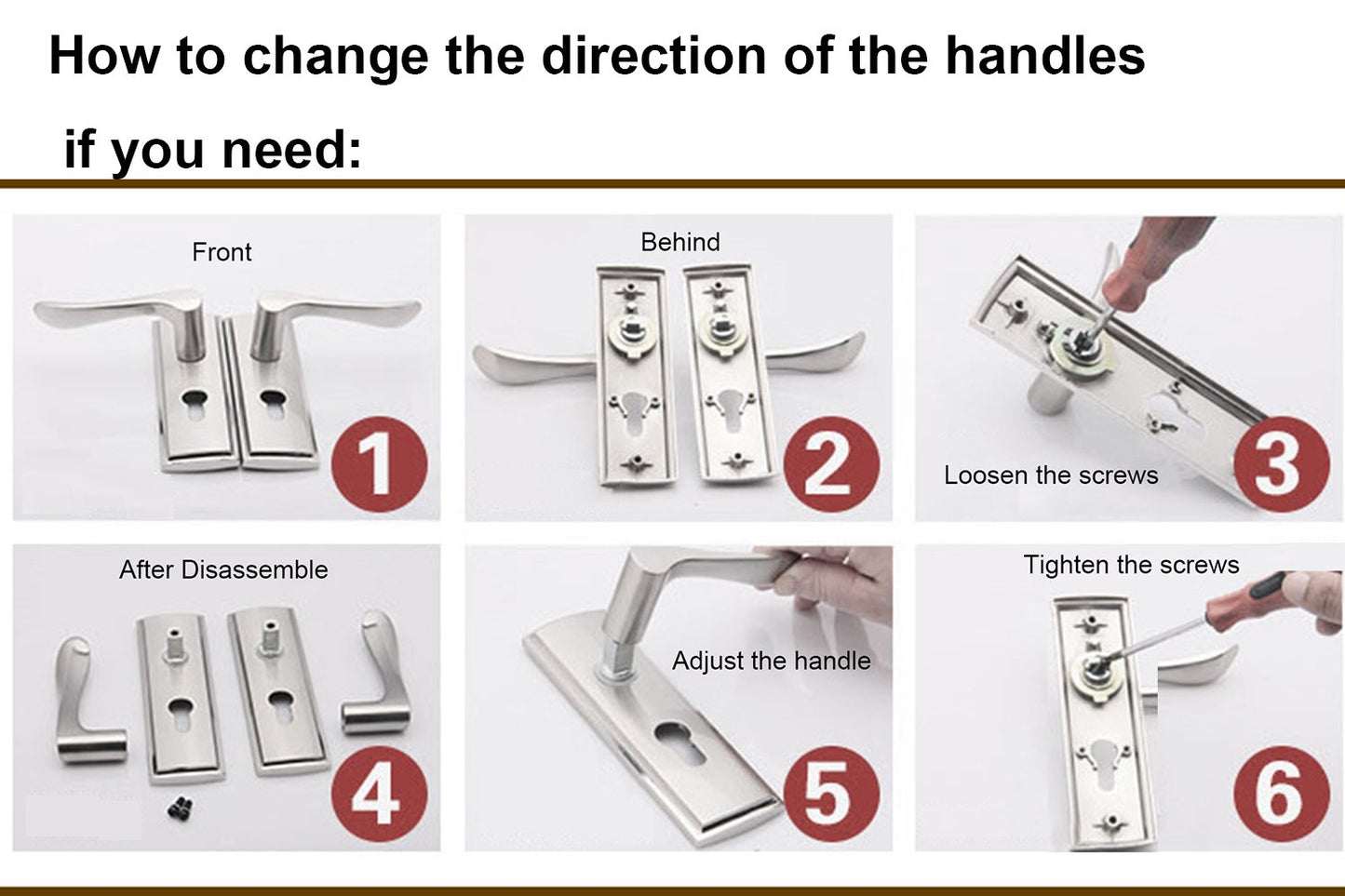 Qrity renovation set for bathroom doors, WC handle set, door handles, profile cylinder with knob, door latch, 3 copper keys, zinc alloy.