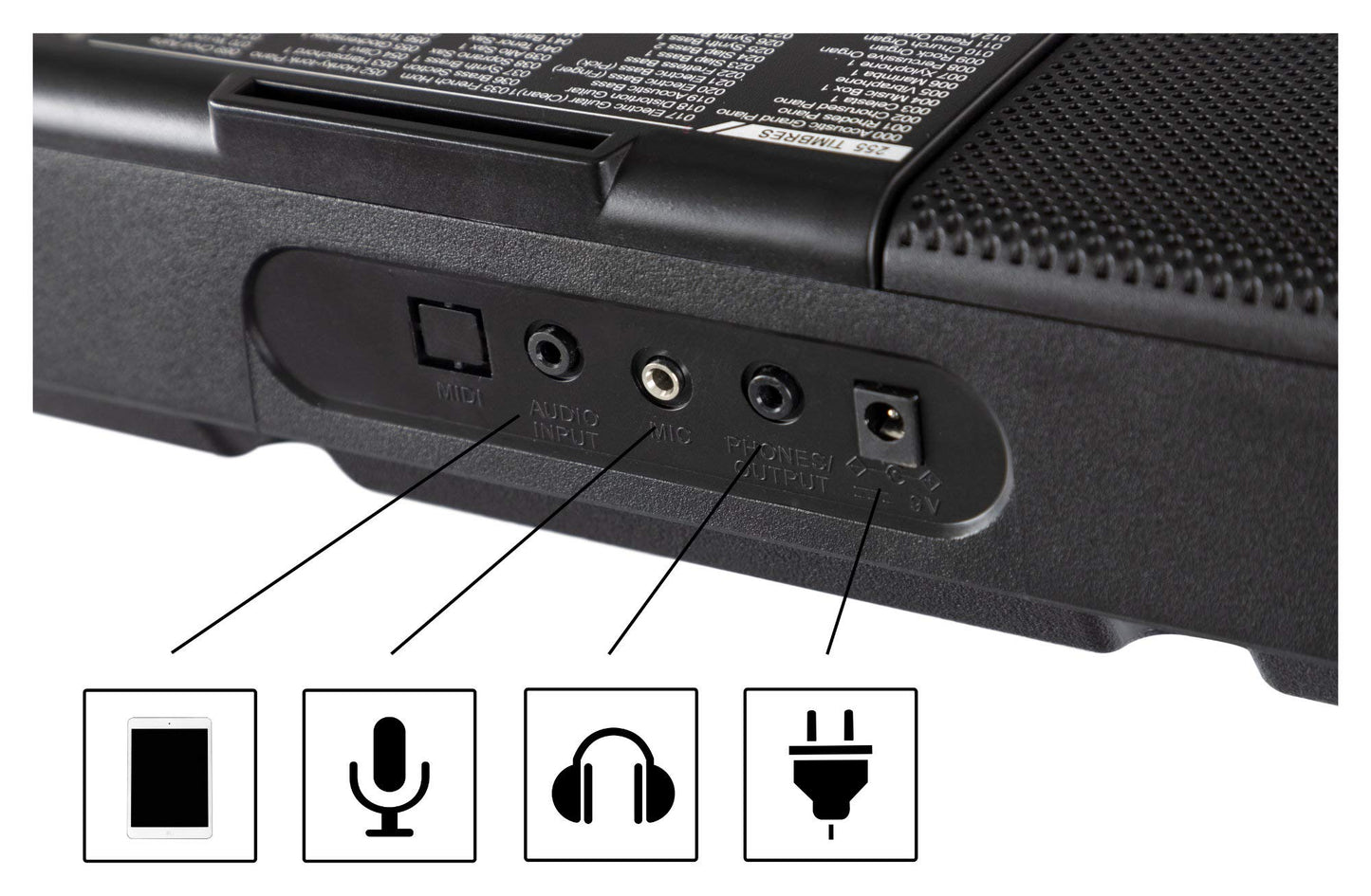 McGrey LK-6120-MIC Keyboard Set - beginner keyboard with 61 light-up keys - 255 sounds and 255 rhythms - 50 demo songs - includes microphone - savings set includes X keyboard stand and headphones - black