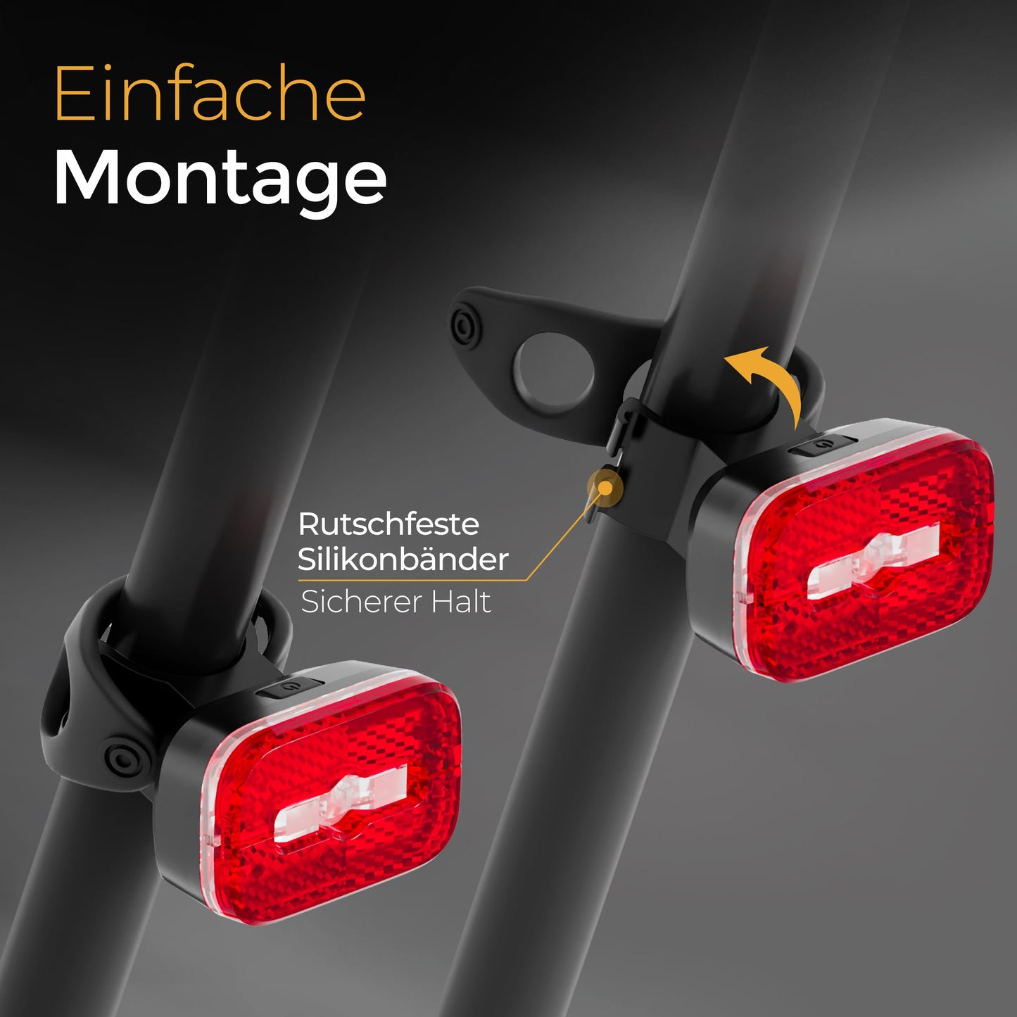 LIGHT MASTER® bike tail light with reflector and brake light function - bike tail light with StVZO approval - rear bike light - bike tail light LED - bike tail light.