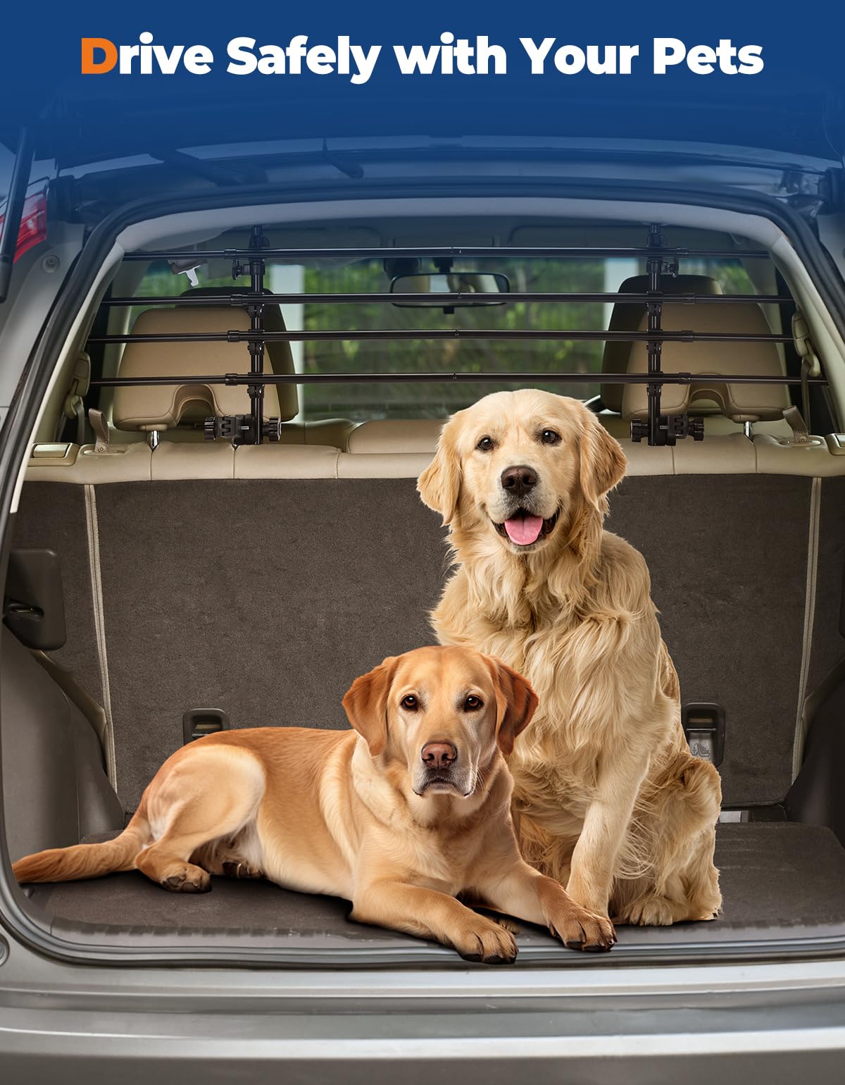 JOYTUTUS Carbon Steel Dog Guard Car Barrier, Universal Fit for Trunk 32-46CM * 85-140CM.