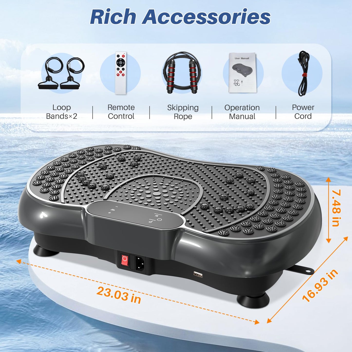 HomeFitnessCode vibration plate with Bluetooth - at-home vibration device with 99 intensity levels + 5 pre-programmed fitness modes for full-body training, weight loss, and muscle building (Black)