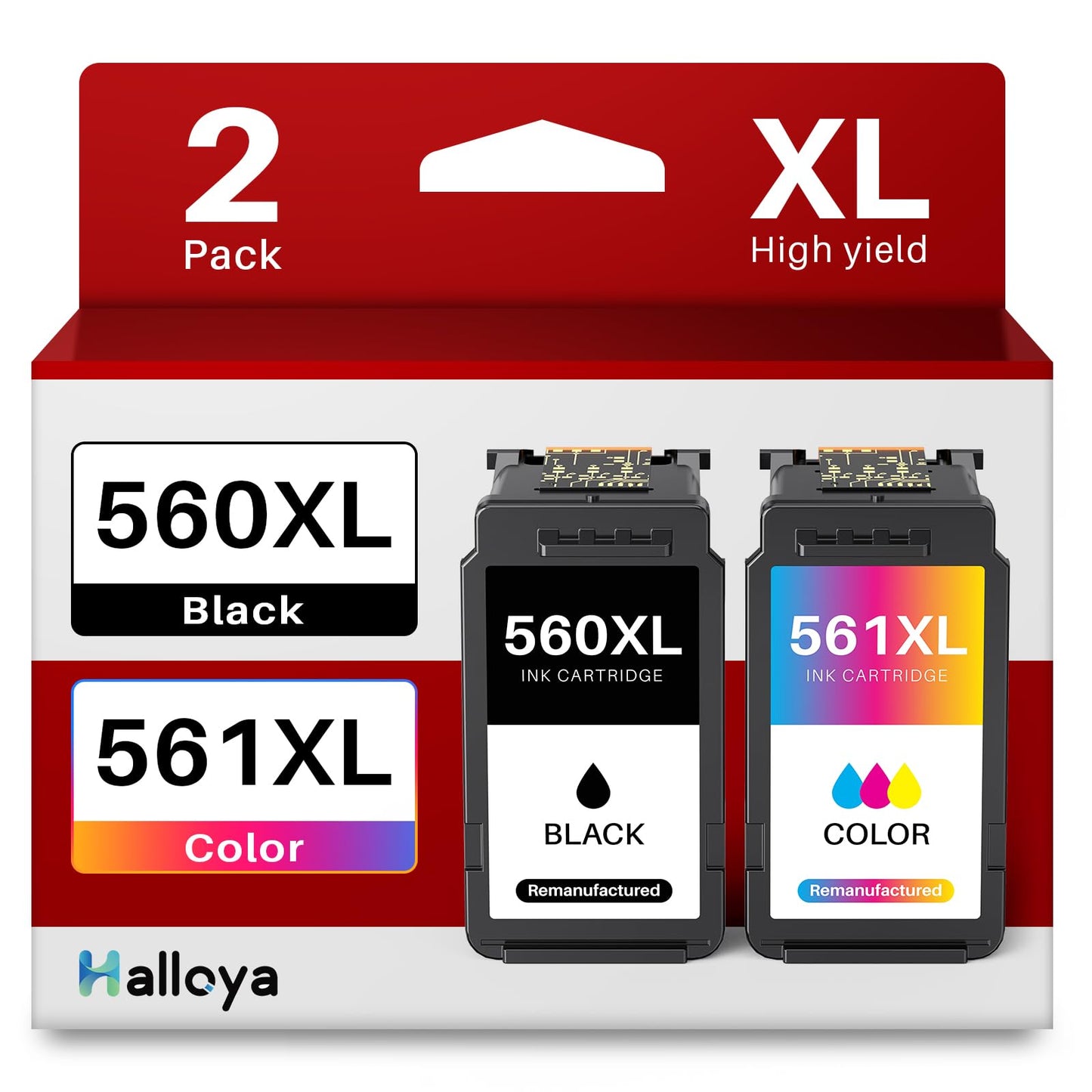 HelloYa 560 561 Cartridges PG-560XL CL-561XL Replacement for Canon printer cartridges 560 560 PG 560 XL black and CL 561 XL for Canon Pixma TS5350 TS5351 TS5352 TS5353 TS7451 TS7450 (1 black 1 tri-color)