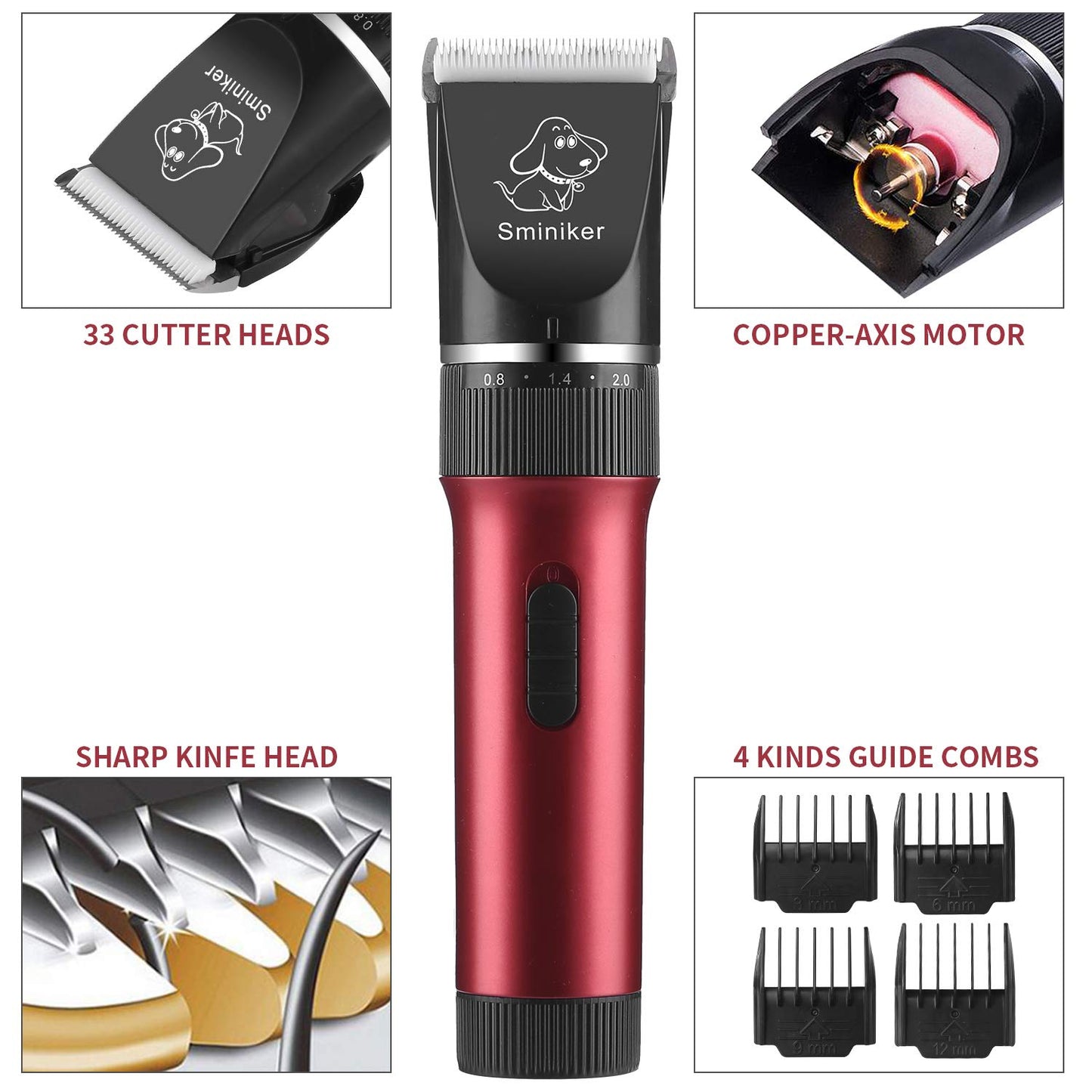 Animal hair clipper Professional Ultra-quiet Rechargeable Cordless Cat and Dog Horse Hair Clipper Pro Pet Grooming Clipper Dog Trimmer Kit