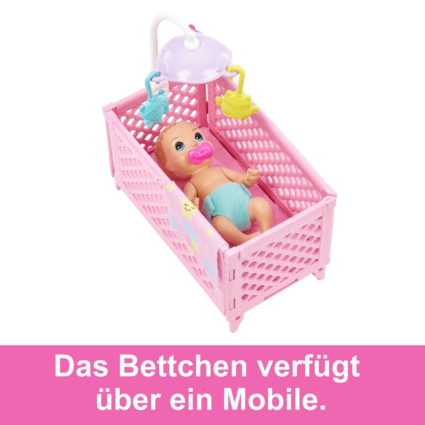 Barbie Skipper Babysitter Inc, Skipper Big Babysitting Adventure, Skipper with brown hair and baby, bottle, crib, accessories, includes 2 dolls, can be given as a gift, HJY33