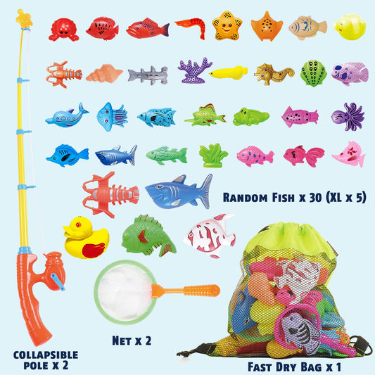 Water Toy for Kids Outdoor Pool Toy for Kids aged 3 4 5, fishing game with 30 magnetic fishes Bathtub Toy Bath Toy for Kids Pool/Splash Pool/Garden/Beach